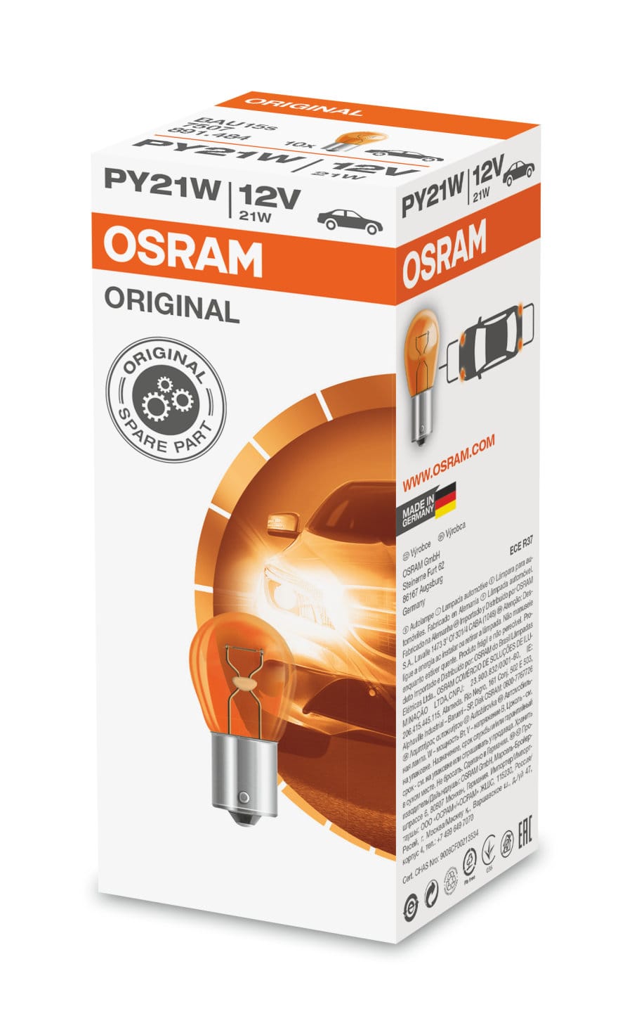 Foto do produto Lâmpada PY21W BaU15s Ambar 21w 12v OSRAM