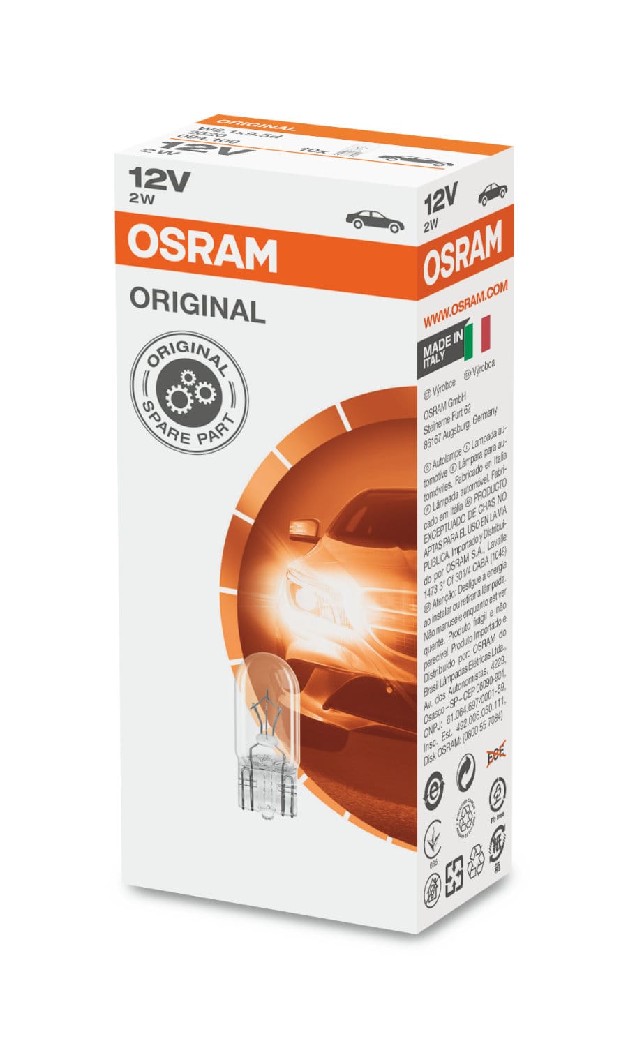 Foto do produto Lampada W2.1X9.5D 2W 12V 5XFS10 1AOS OSRAM
