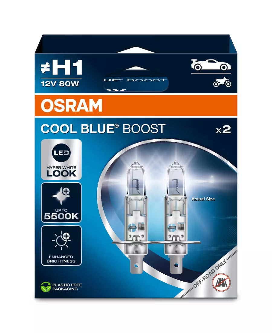 OSRAM Cool Blue Boost H1 80W 12V Bulbs (Twin Pack)