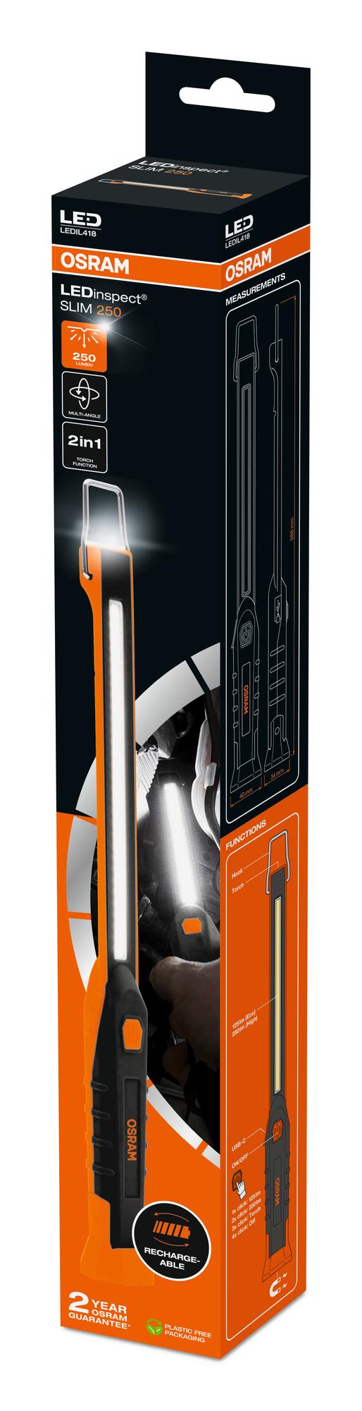 Lanterna LED de Inspeção Recarregável OSRAM SLIM 250 — LEDIL418