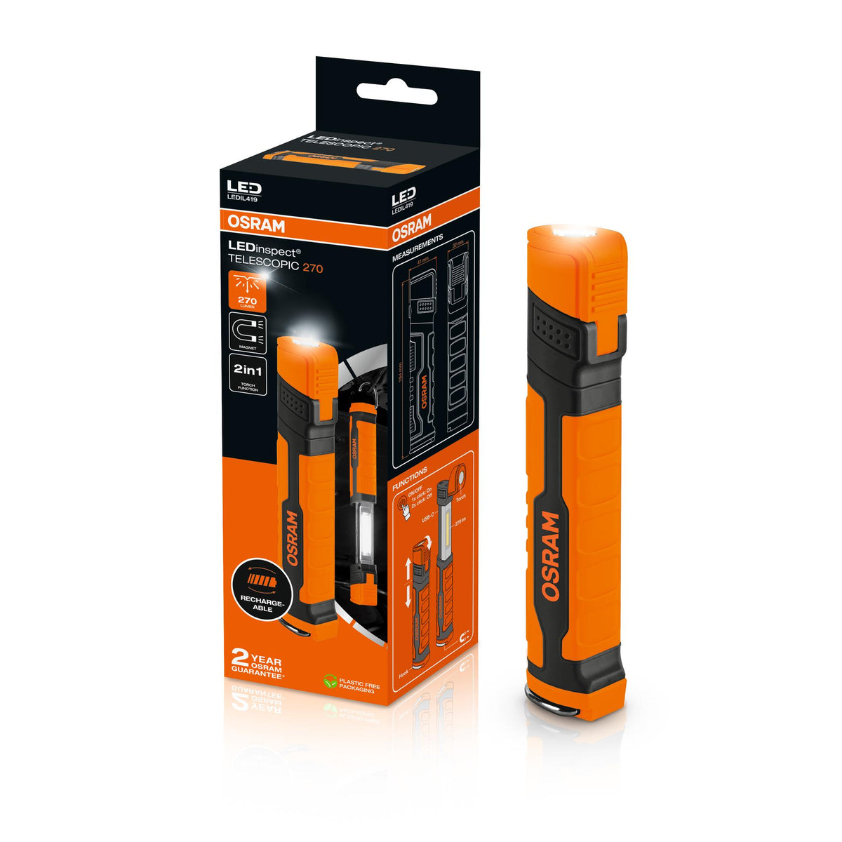 Lanterna LED Telescópica Recarregável OSRAM 270 lm — LEDIL419