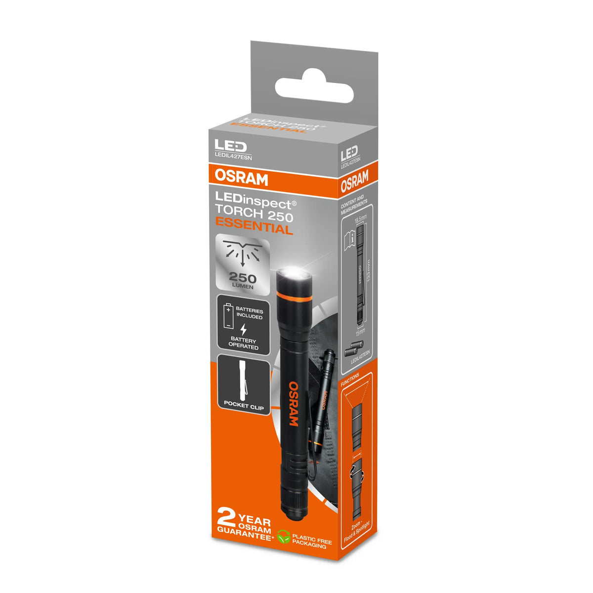 Lanterna LED OSRAM TORCH 250 ESSENTIAL com Foco Ajustável — LEDIL427ESN