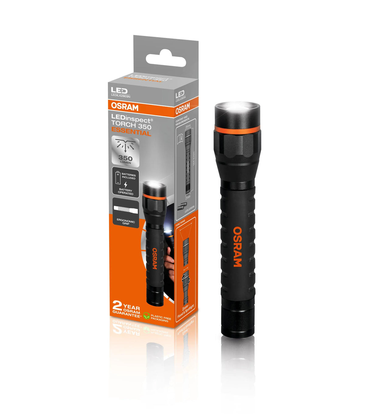 Lanterna LED OSRAM TORCH 350 ESSENTIAL com Foco Ajustável — LEDIL428ESN