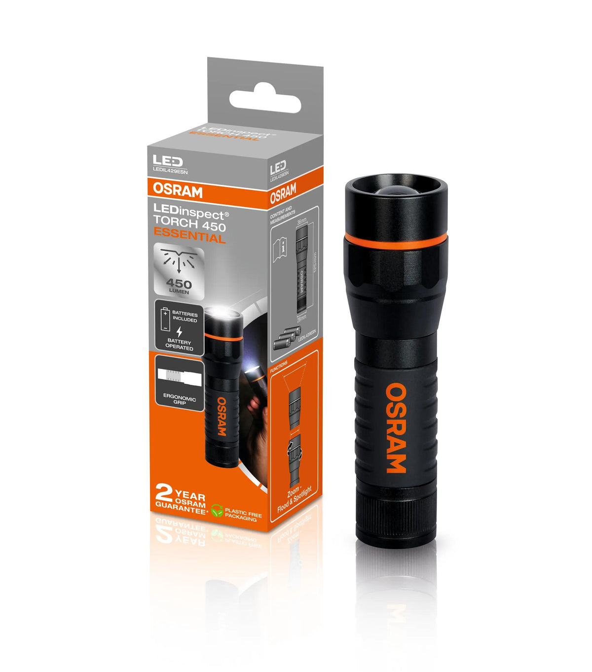 Lanterna LED OSRAM TORCH 450 ESSENTIAL com Foco Ajustável — LEDIL429ESN