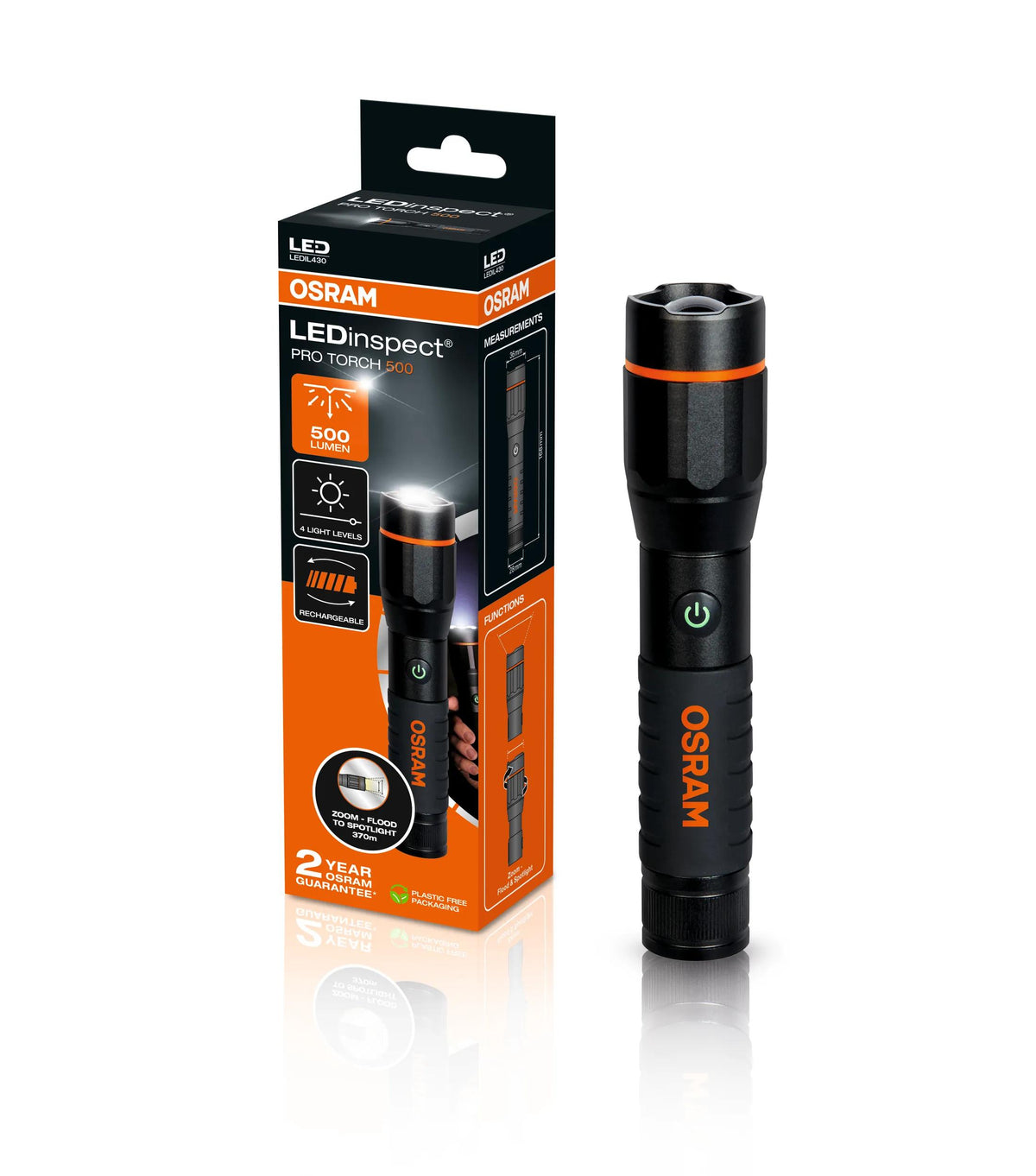 Lanterna LED Recarregável OSRAM PRO TORCH 500 com Zoom — LEDIL430