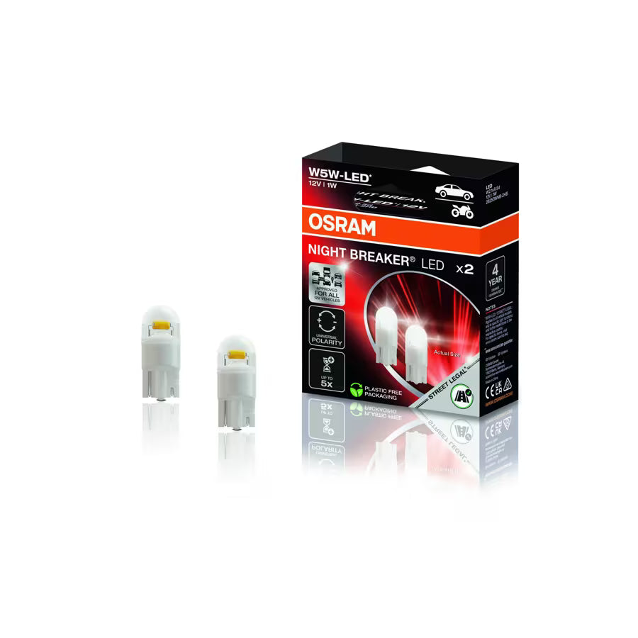 OSRAM Night Breaker LED Street Legal W5W 1W 12V 6000K Bulbs