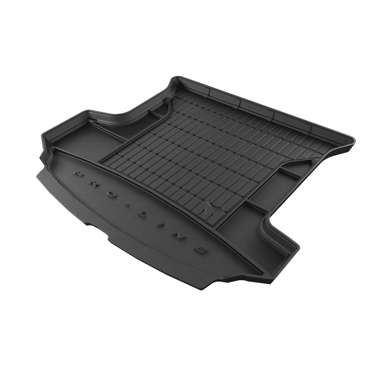 TAPETE BORRACHA P/ MALA PRO-LINE SKODA KODIAQ I SUV 2016-2024 7 LUGARES 3ª FILA REBATIDA COM NICHOS LATERAIS